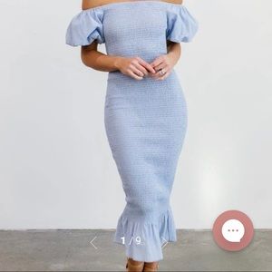 Baltic Born Alana Smocked MIDI dress XS Blue